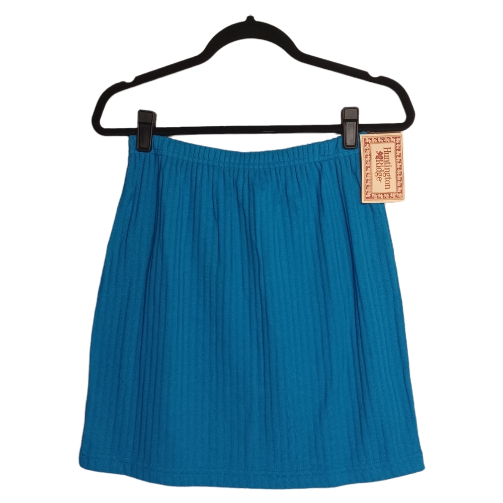 HUNTINGTON RIDGE Vibrant Blue Ribbed Stretch Mini A Line Skirt Medium NWT